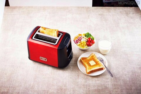 レトロポップアップ　赤いトースター ポップアップトースター キッチン家電 パン トースター 朝食 トースト