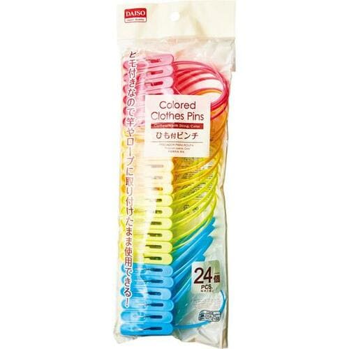 ダイソー:ひも付きピンチ24個:ランドリーグッズ