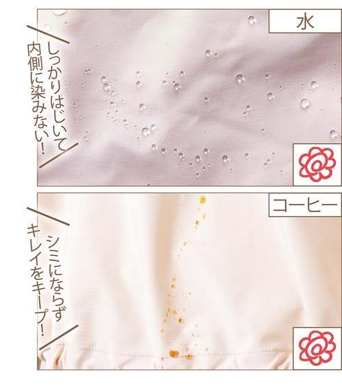 撥水性:コーヒーをはじいて拭き取るだけで染みない イメージ