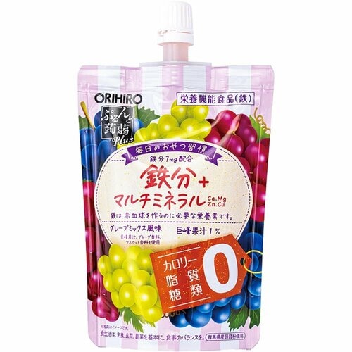 ゼリー飲料おすすめ オリヒロ ぷるんと蒟蒻Plus グレープミックス風味 イメージ1