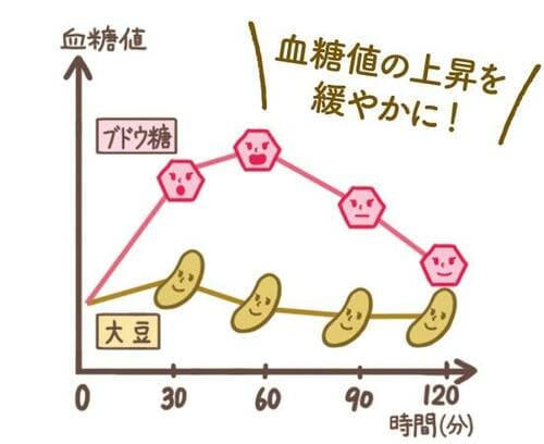 血糖値の上昇をゆるやかにする大豆でイライラ防止