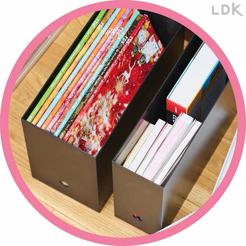 5:保管用は下段にイン! フタで隠してスッキリ 無印良品のダークグレーのファイルボックスおすすめ イメージ2