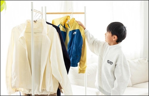 3：家族で使うなら掛けるエリアを決めて使う ハンガーラックおすすめ イメージ