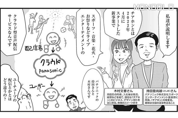 【漫画】ライブ配信に革命!? パナソニックの新音声コンテンツ「チアホン」とは？(MONOQLO)