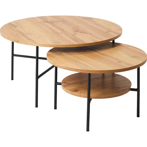 LOWYAの家具おすすめ LOWYA 木目調ネストテーブル 円形[幅50/幅70] イメージ