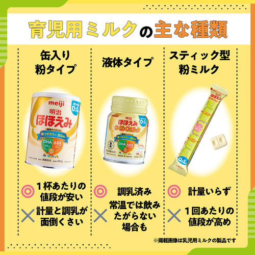 育児用ミルクの種類は？  スティック型乳児用粉ミルクおすすめ イメージ