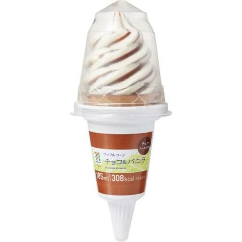 セブン-イレブン:ワッフルコーン  チョコ＆バニラ:アイス