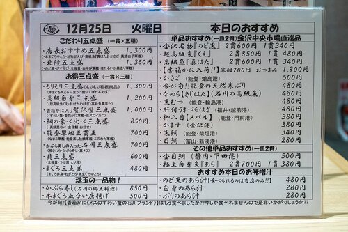 メニューの一例