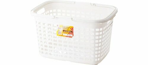 アイリスオーヤマ:バスケット ランドリー ピュアホワイト LB-M:カゴ