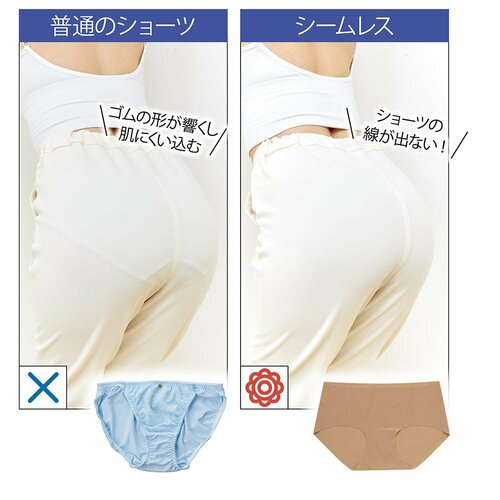 メリットは締め付けないこと、響きにくいこと シームレスショーツおすすめ イメージ