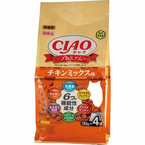 猫用ドライフードおすすめ いなばペットフード	 チャオ プレミアム チキンミックス味 イメージ1