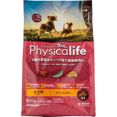 ドッグフードおすすめ ユニ・チャーム フィジカライフ 成犬用 チキン＆大豆入り イメージ