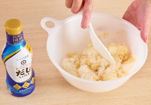 ポイント:ご飯に混ぜれば塗る手間が省ける だし醤油おすすめ イメージ
