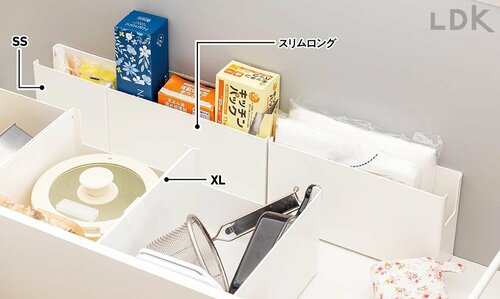 アイディア3：ラップ・保存袋をデッドスペースに立て置き！ カインズの収納ケースおすすめ イメージ