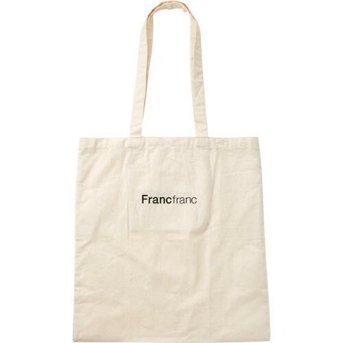 フランフラン(Francfranc):エルン エコバッグ ロゴ ホワイト:エコバッグ