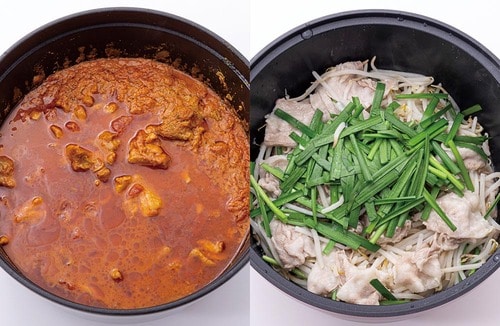 1:チキンカレー&豚もやし鍋を調理 無水鍋・無水調理鍋おすすめ イメージ