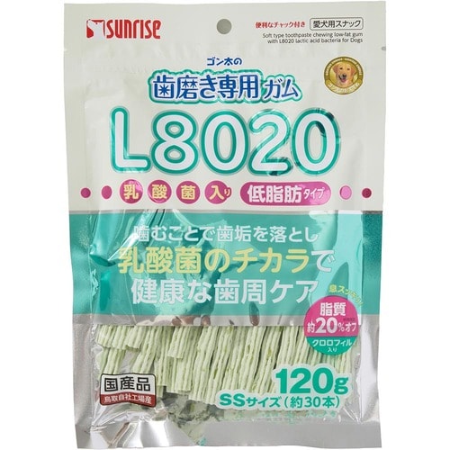 犬用歯磨きガムおすすめ マルカン サンライズ ゴン太の歯磨き専用ガム SSサイズ L8020乳酸菌入り クロロフィル入り 低脂肪 イメージ