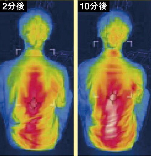 【速暖性】暖め開始たった2分で背中の温度は高温に 電気ストーブ・遠赤外線ヒーターおすすめ イメージ