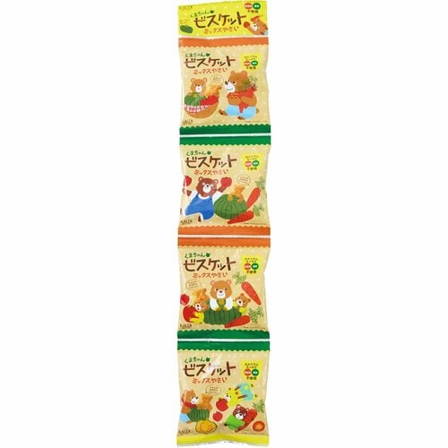 ヘルシーおやつおすすめ カルディオリジナル くまちゃんビスケット ミックスやさい(4連) イメージ