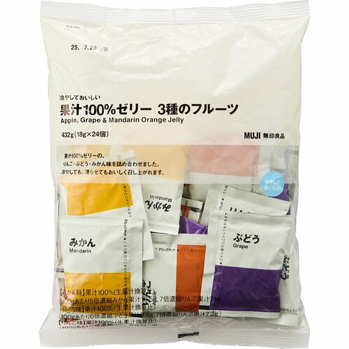 凍らせて食べるゼリー／シャーベットおすすめ 無印良品 冷やしておいしい 果汁１００％ゼリー ３種のフルーツ イメージ