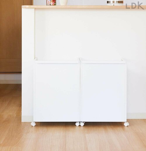 使い方1：カウンター下でストック類をたっぷり収納 山崎実業のワゴンおすすめ イメージ2