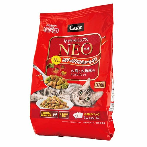 猫用ドライフードおすすめ ペットライン キャラットミックス ネオ お肉とお魚味のよくばりブレンド イメージ1