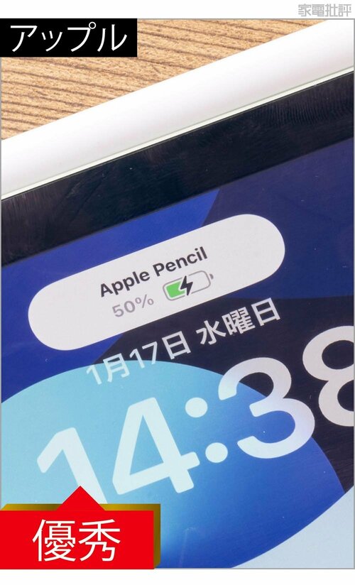 【チェック3:機能性】充電残量が詳細にわかるアップルが優秀! iPad用ペンシルおすすめ イメージ