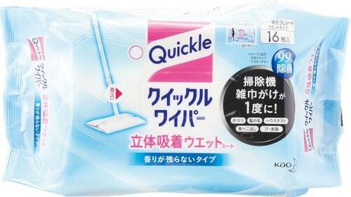 花王「クイックルワイパー 立体吸着ウエットシート 香りが残らないタイプ」の製品画像