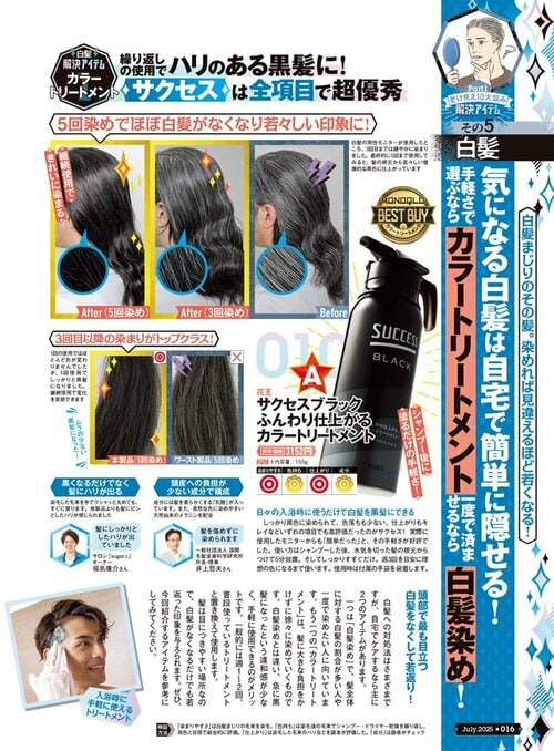 雑誌『MONOQLO』がメンズ向けヘアカラートリートメントの人気製品を徹底比較 ヘアカラートリートメントおすすめ イメージ