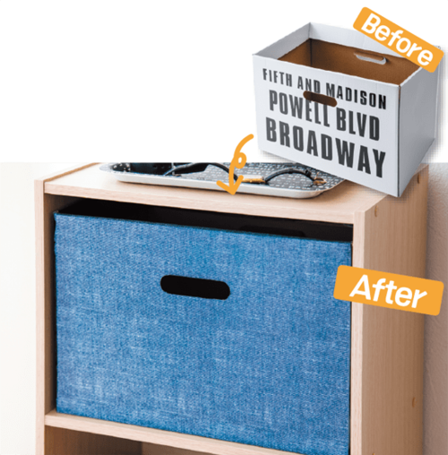 印象が強すぎるボックスは ファブリック柄シートでリメイク！ イメージ