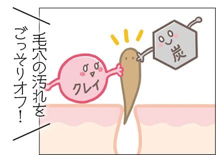ポイント2:頑固な汚れはクレイ・炭で吸着! 酵素洗顔おすすめ イメージ