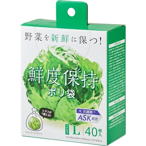 野菜保存袋おすすめ ストリックスデザイン 鮮度保持ポリ袋 L イメージ
