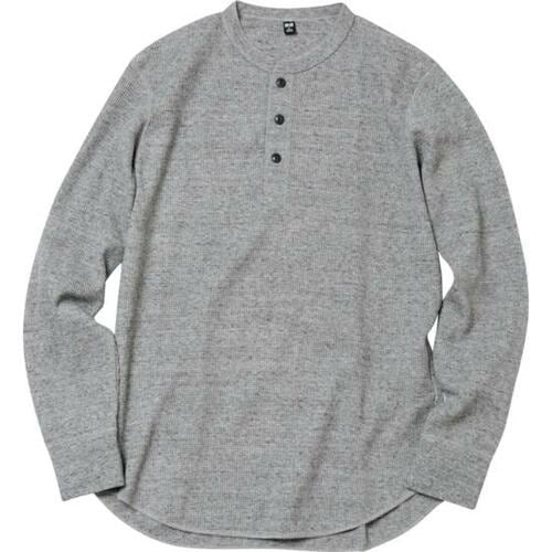 ユニクロ:ワッフルヘンリーネックT:長袖Tシャツ