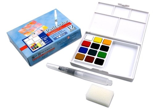 ターレンス:固形水彩絵の具:プチカラー 12色 NCW-12H 水筆入:ライフログ:ライフログ手帳:手帳にイラスト:オススメ:MONOQLO
