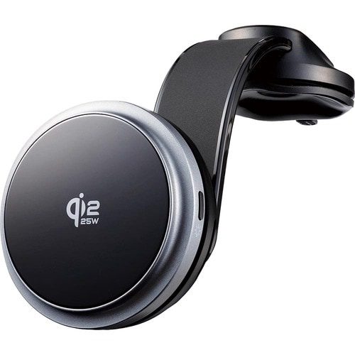 車用スマホホルダーおすすめ カシムラ Qi2/25W マグネットワイヤレス充電器 冷却機能 充電ON/OFF機能 フレキシブルローアングル 吸盤取り付け(KW-63) イメージ1