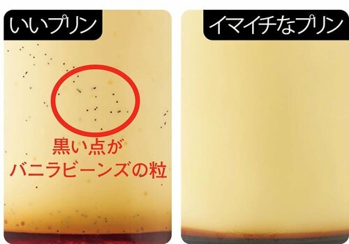 バニラビーンズの粒が見えると香りが良い傾向がある プリンおすすめ イメージ