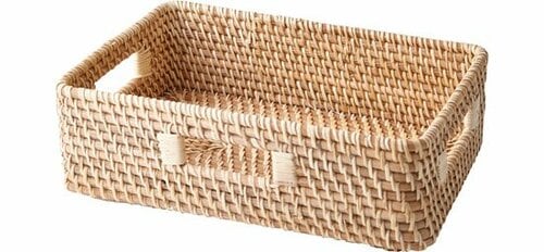 トップバリュ:『積み重ねられる』ラタンバスケット （ヨコ・ハーフ）:バスケット