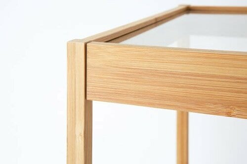 竹素材で高級感がある ガラステーブルがお得すぎっ！ イメージ2