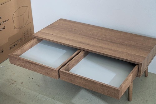 リビングローテーブルおすすめ LOWYA リビングテーブル ローデスク 引き出し付き 収納付き 無垢脚 ローテーブル センターテーブル イメージ3