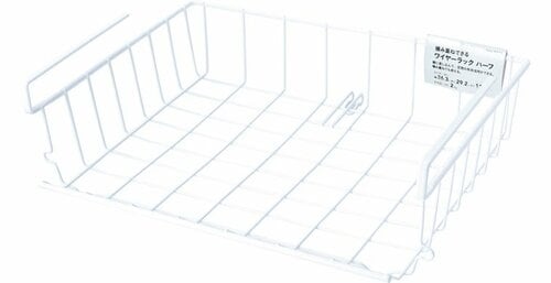 CAINZ:積重ねできるワイヤーラック(ハーフ) ホワイト:カゴ収納