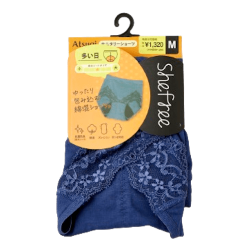 サニタリーショーツおすすめ アツギ She Free/シーフリー 多い日 足口レース サニタリーショーツ フレンチネビー M イメージ2