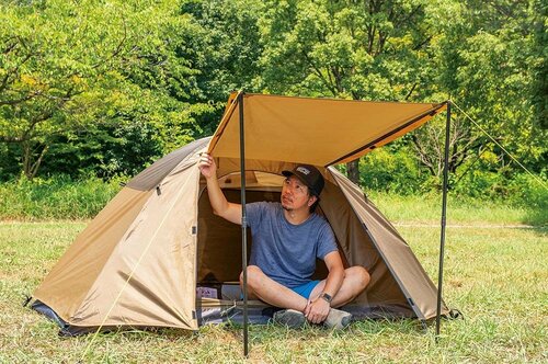 キャノピーポールが付属しているのも◎ ワークマンのおすすめキャンプグッズおすすめ イメージ