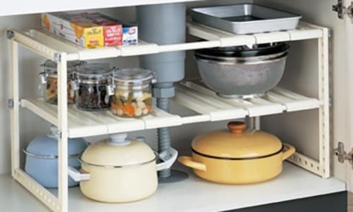 Belca:シンク下:フリーラック:ワイド:伸縮タイプ:KW2-EX:キッチン:収納:鍋:シンク下