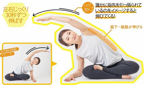 4:ひじを床について脇下~脇腹を伸ばす ズボラストレッチおすすめ イメージ2