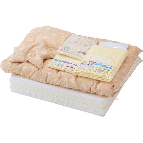 ベビー布団おすすめ アン・ ドゥ・ ドゥ OG星まくら８点セット ミニサイズ 月と雲ベージュ柄 イメージ