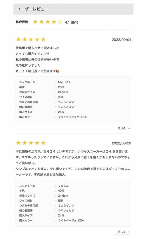 商品ごとの評価がわかる イメージ