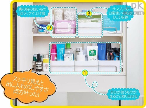 スキンケアはプラケースに、衛生用品は上げ底収納 鏡裏収納おすすめ イメージ2