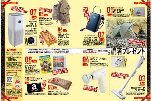 雑誌『MONOQLO』4月号の読者プレゼントページ