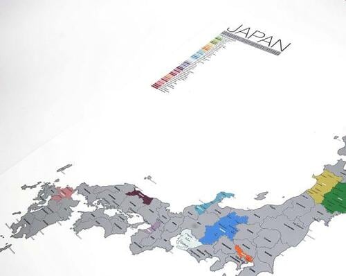 目指せ全国制覇!特大の「スクラッチ日本全図」