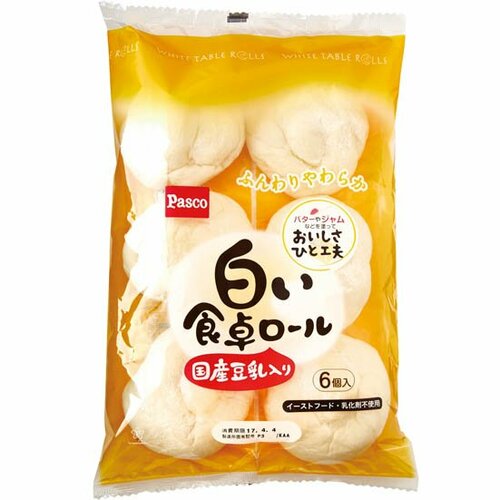パスコ:白い食卓ロール 6個入り:ロールパン